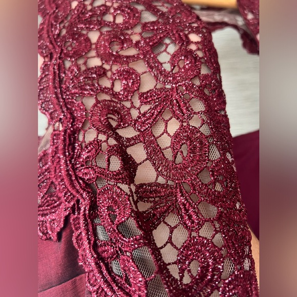 Xscape  Sleeveless Stretch Taffeta Dress with Sparkly Lace - Picture 7 of 12